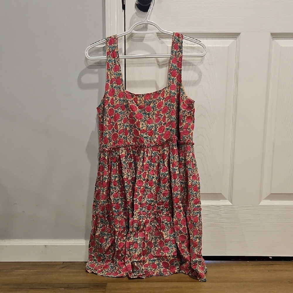 NATURAL LIFE Red Floral Tiered Sundress with Green Accents